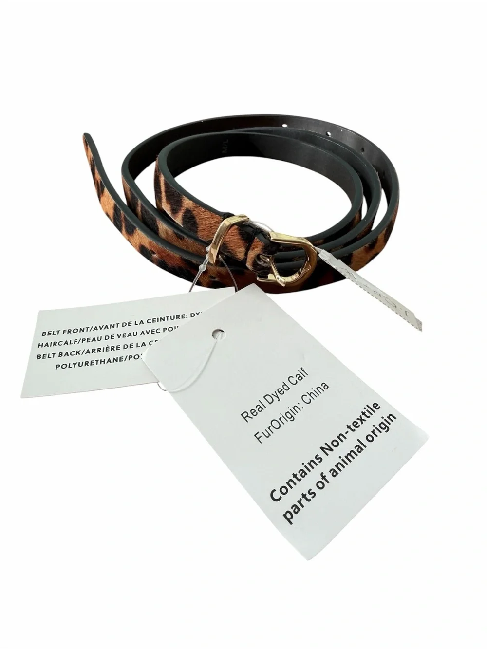 NWT J.Crew Skinny Leopard Calf Hair Belt Womens M/L Medium Large Preppy Classic - Picture 2 of 6
